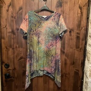 Relaxed Tie-Dye Short Sleeve Tunic in Pastel Multi